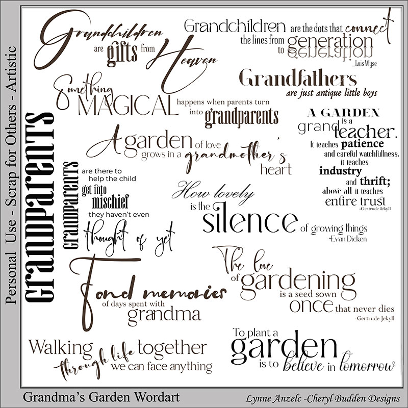 Grandmas Garden Word Art