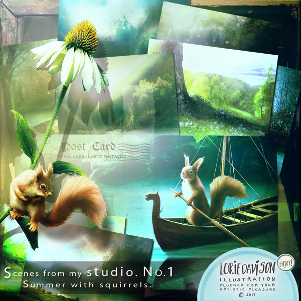 Scenes from my studio No. 1 - Summer with squirrels by Lorie Davison