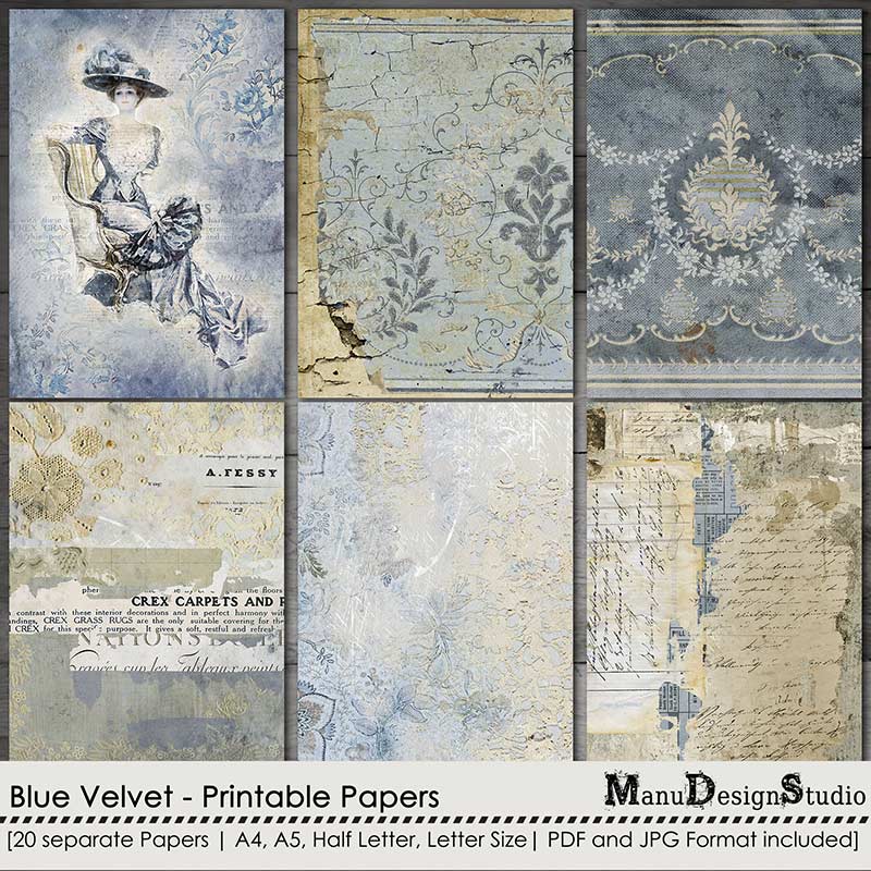 Blue Velvet - Printable Papers 