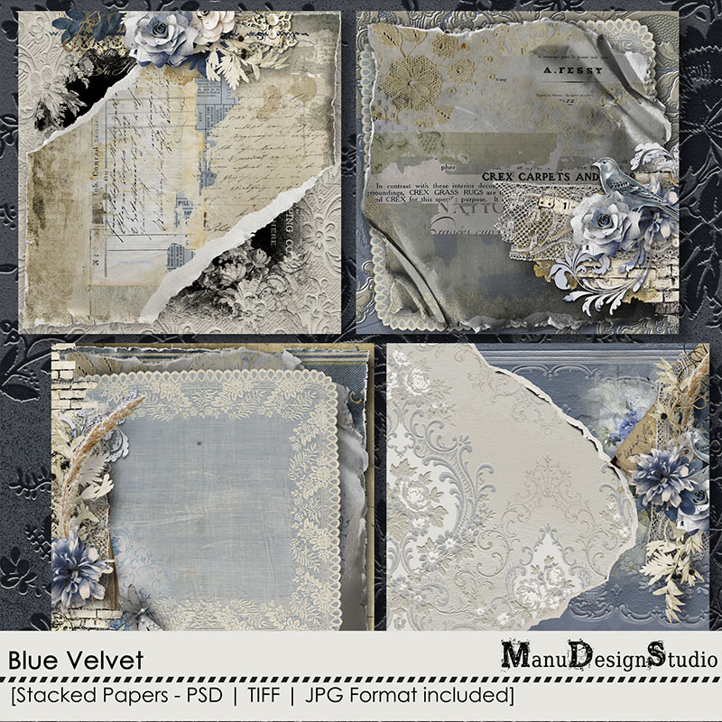Blue Velvet - Stacked Papers