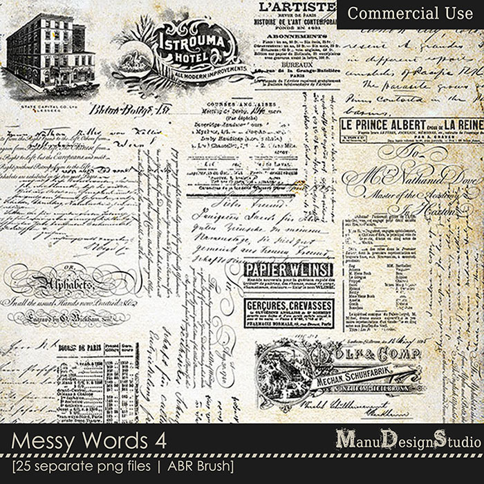 Messy Words 4 - Brushes & Stamps - CU