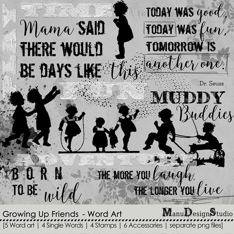 Growing Up Friends Word Art