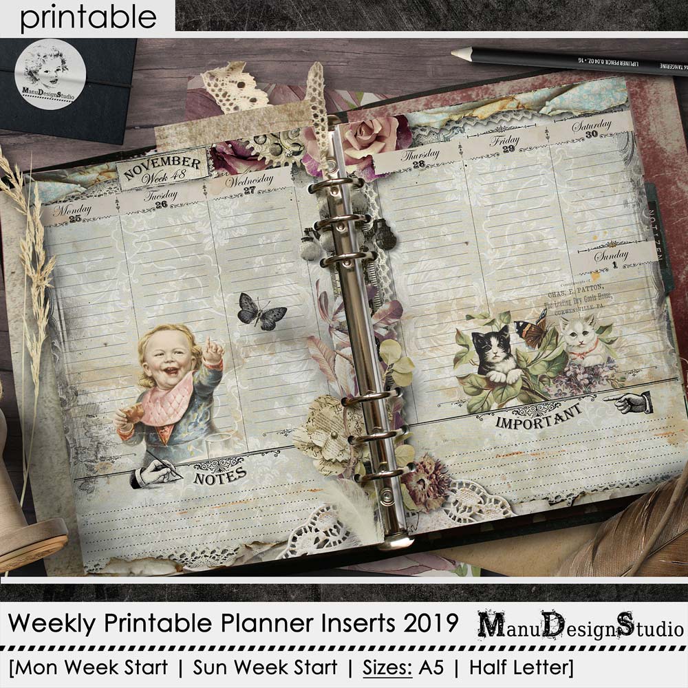 No. 3 - Weekly Printable Planner Inserts 2019 