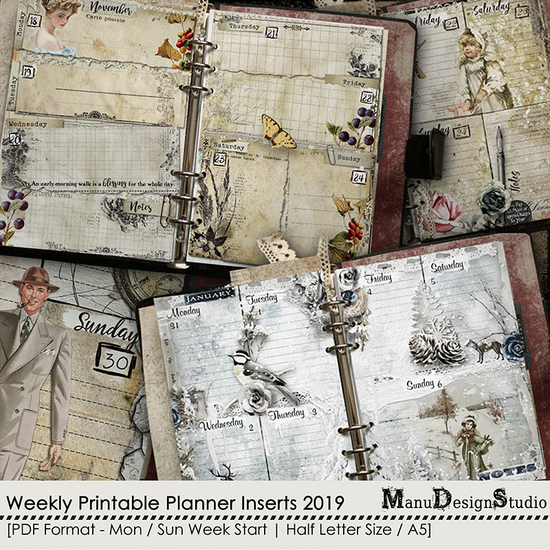 No. 1 - Weekly Printable Planner Inserts 2019