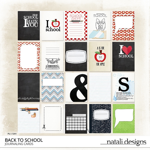 Back to school Journaling Cards
