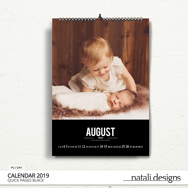 2019 Calendar Black