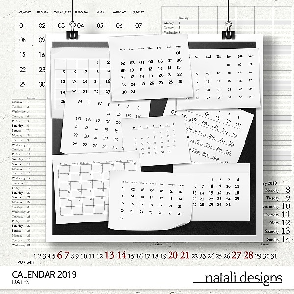 2019 Calendar Dates