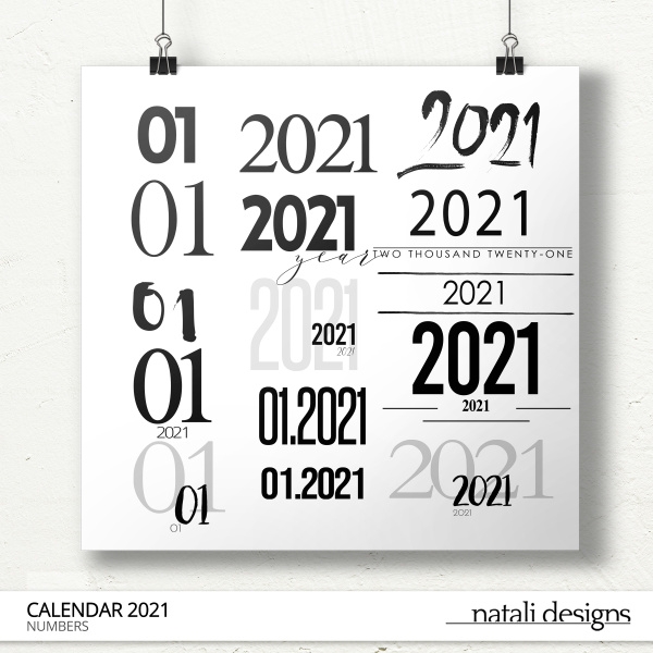 2021 Calendar Numbers