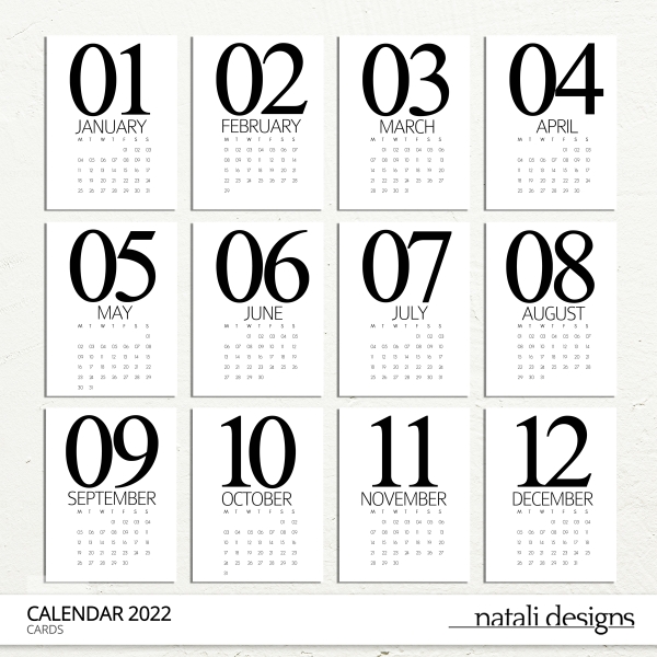 2022 Calendar Cards