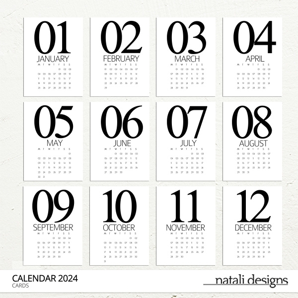 2024 Yearly Calendar Calendar Cards Scrapbook Calendar 