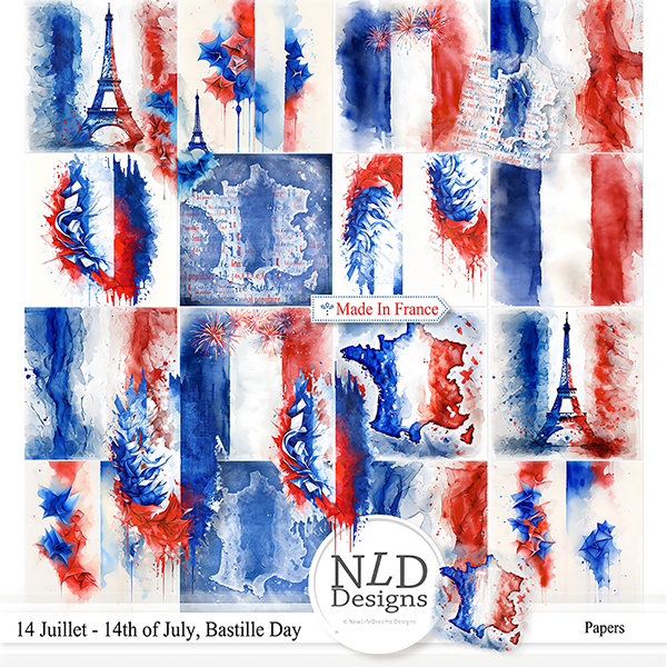 C est La Fete...Bastille Day Artistic Papers By NLD Designs