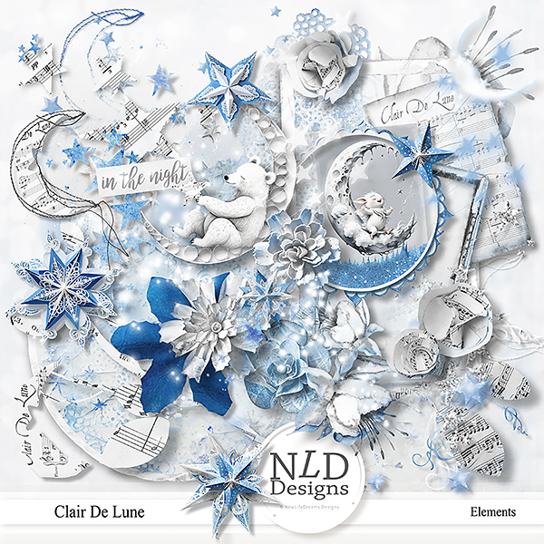 Clair De Lune Elements & Free Words Labels By NLD Designs