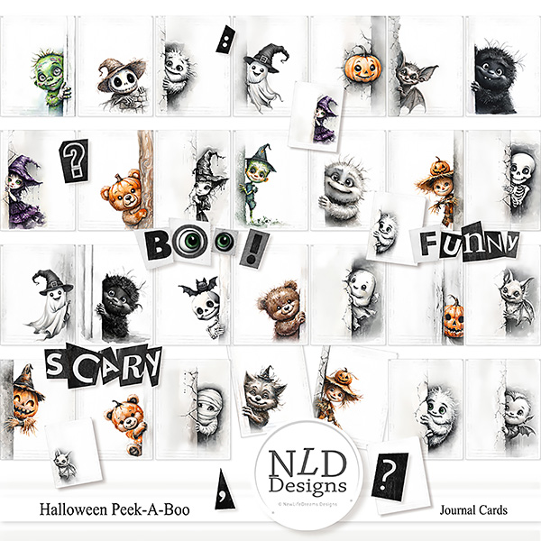 Halloween Peek-A-Boo Journal Cards & Free Alpha By NLD Designs