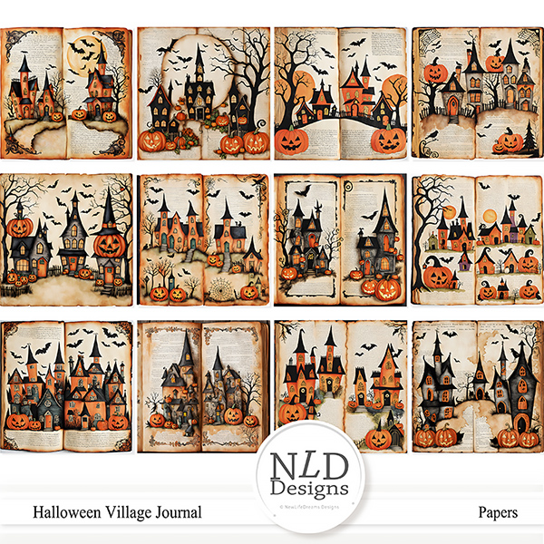 Halloween Village Backgrounds By NLD Designs