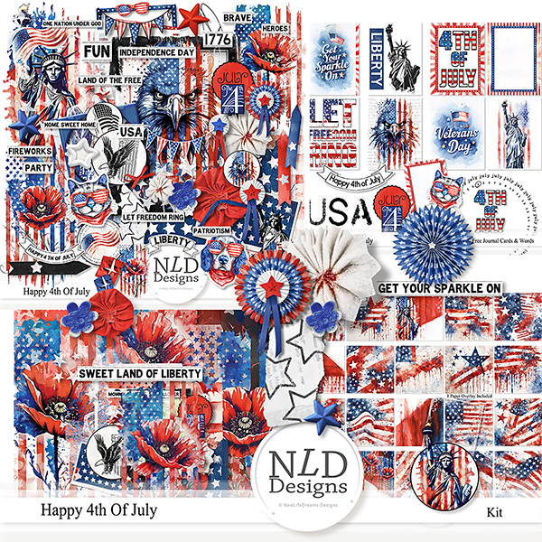 Happy 4Th Of July Kit+Free Cards & Clusters By NLD designs