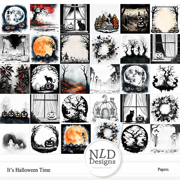 It's Halloween Time Artsy Papers PU By NLD Designs