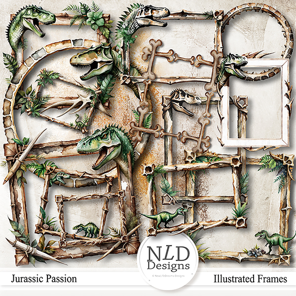 Jurassic Passion Illustrated Frames By NLD Designs