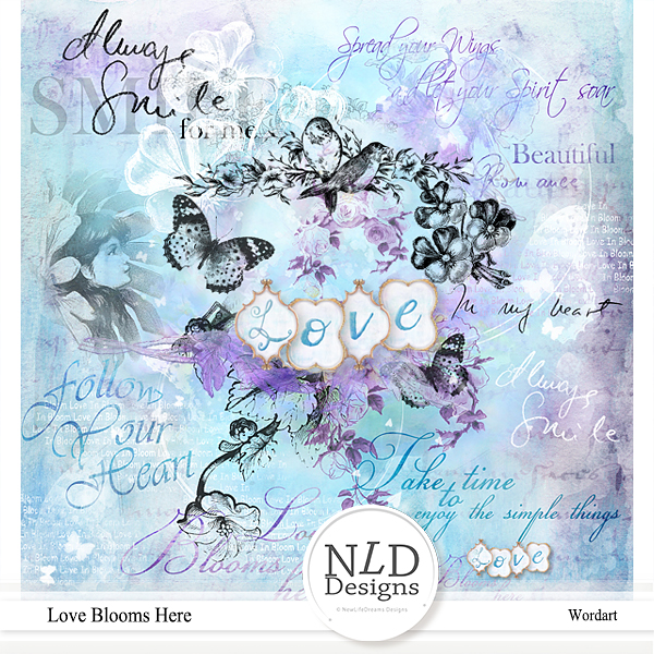 Love Blooms Here Wordart & Stamps