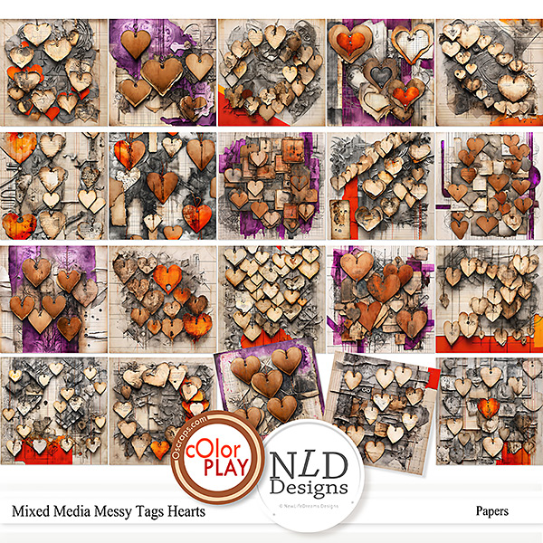 Autumn Art - Messy Tags Mixed Media Backgrounds By NLD Designs