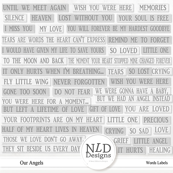Our Angels Words Labels by NLD Designs