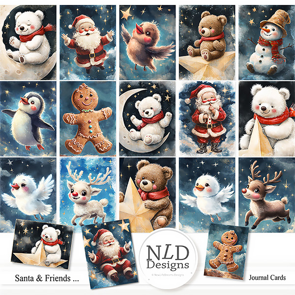 Santa & Friends...Journal Cards By NLD Designs
