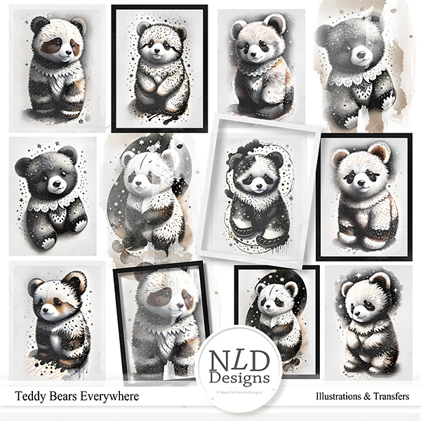 Teddy Bears Everywhere Illustration Cards
