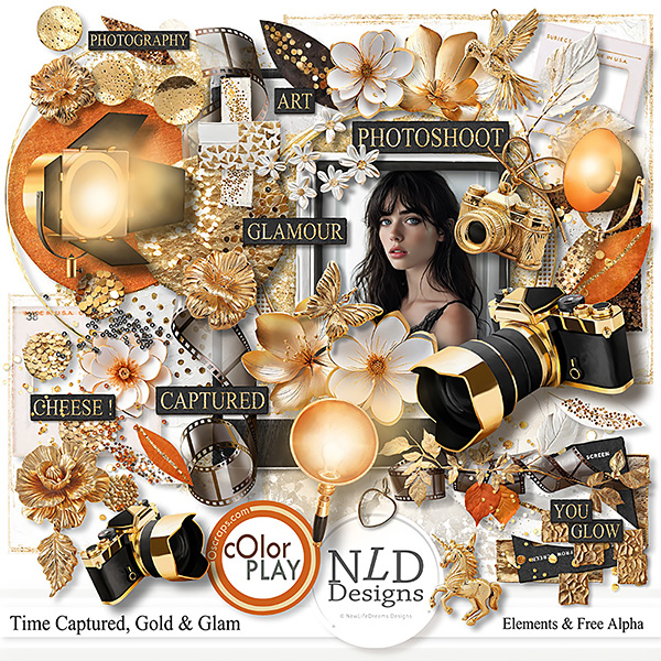 Time Captured,Gold & Glam Elements & Free Alpha By NLD Designs