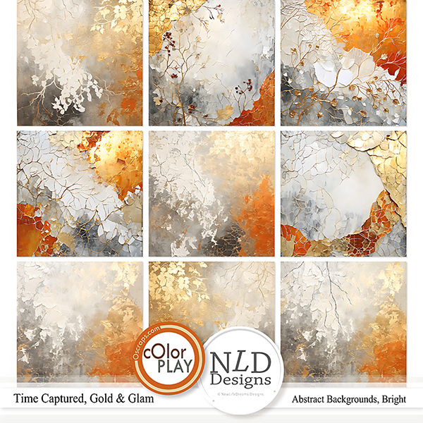 Time Captured,Gold & Glam Abstract Papers Bright By NLD Designs