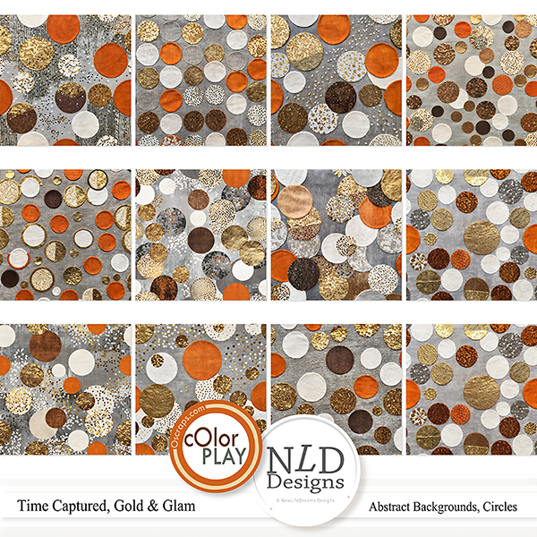 Time Captured,Gold & Glam Abstract Papers Circles By NLD Designs