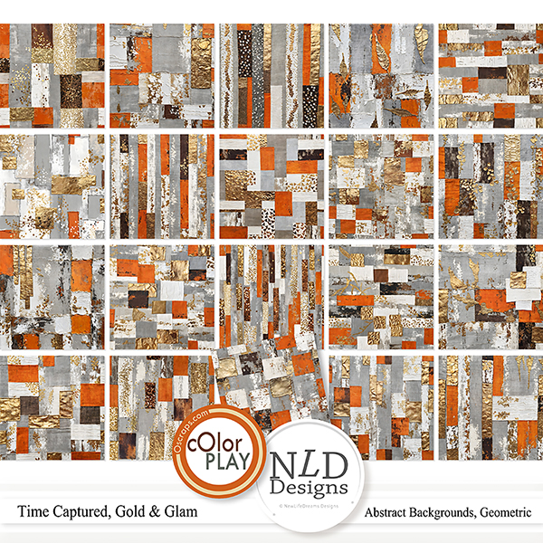 Time Captured,Gold & Glam Abstract Papers Geometric By NLD Designs