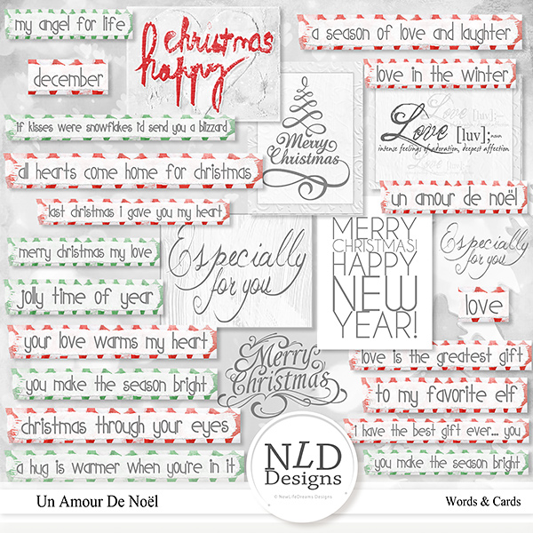 Un Amour De Noel Words & Cards