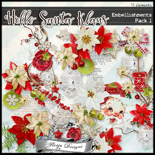 Hello Santa Klaus EMBELLISHMENTS pack 1 Hello Santa Klaus EMBELLISHMENTS pack 1