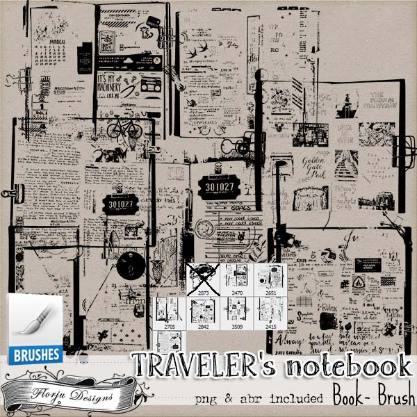 Traveler's Notebook { Book Brush PU } by Florju Designs Traveler's Notebook { Book Brush PU } by Florju Designs