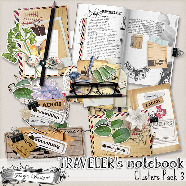 Traveler's Notebook { Cluster pack 3 PU } by Florju Designs Traveler's Notebook { Cluster pack 3 PU } by Florju Designs