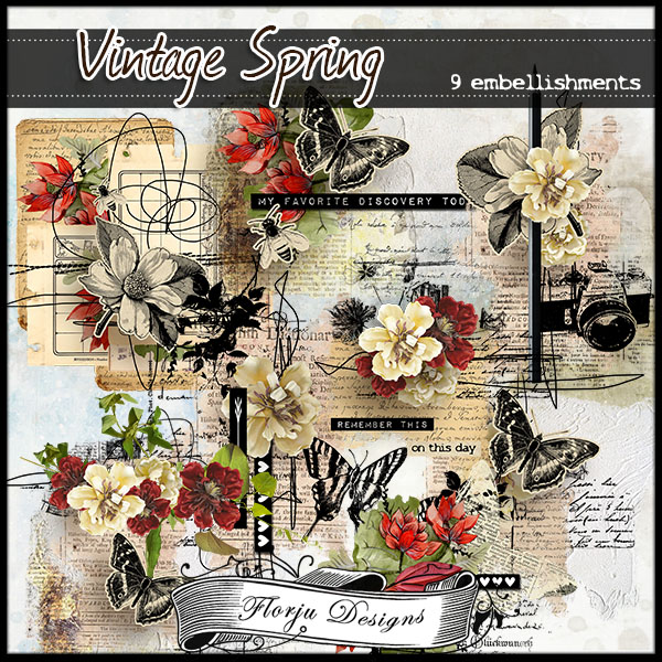 Vintage Spring { Embellishments PU } Florju Designs Vintage Spring { Embellishments PU } Florju Designs