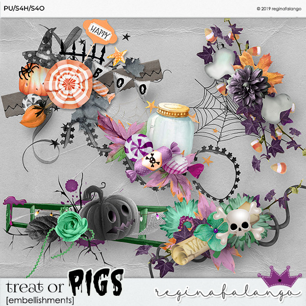 TREAT OR PIGS EMBELLISHMENTS
