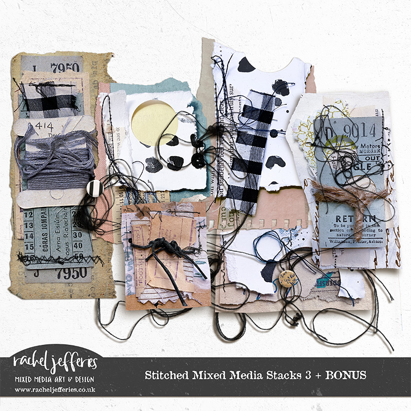 Stitched Mixed Media Stacks 3 + BONUS by Rachel Jefferies