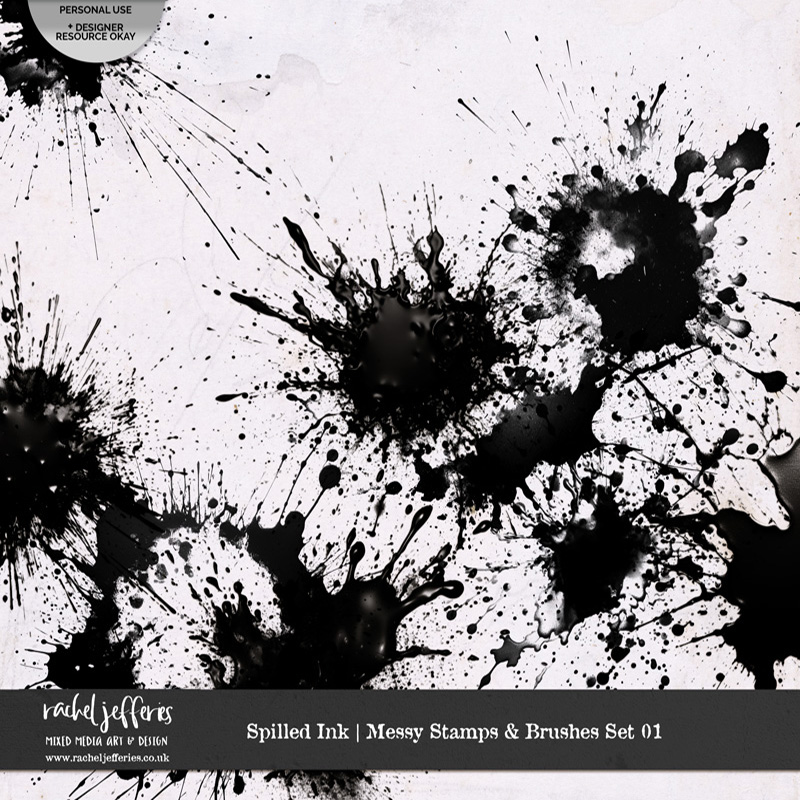 Spilled Ink | Messy Stamps & Brush Set 01 by Rachel Jefferies