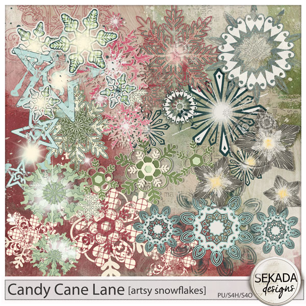 Candy Cane Lane Artsy Snowflakes by Sekada Designs