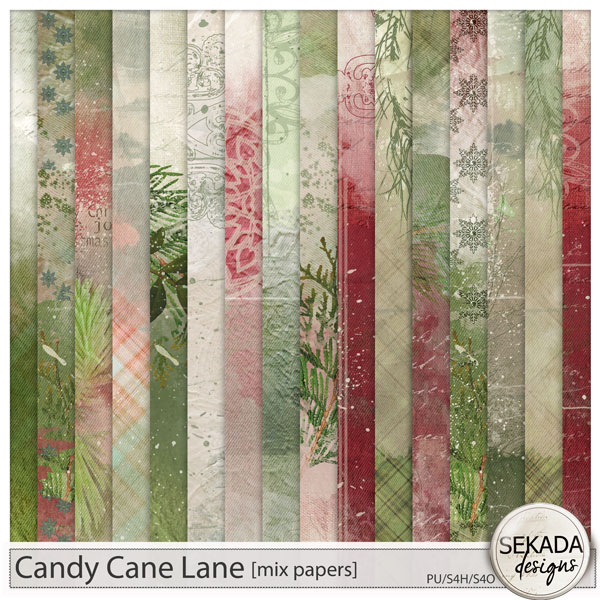 Candy Cane Lane Mix Papers by Sekada Designs