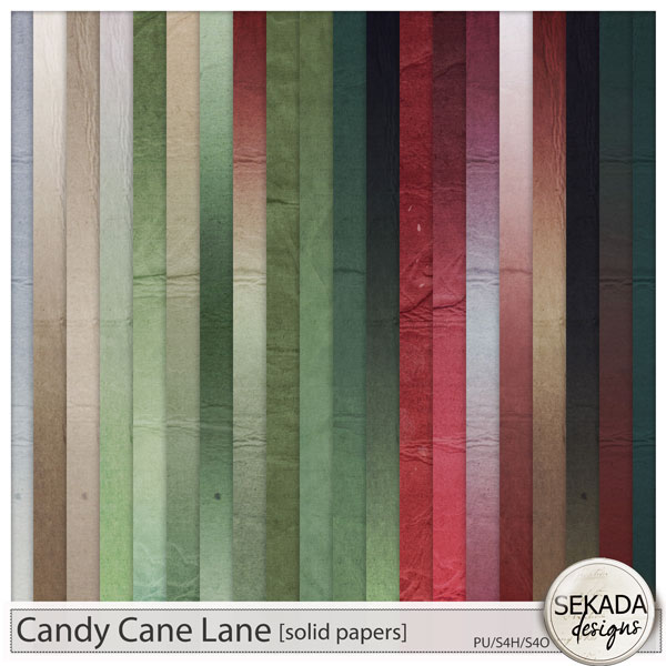 Candy Cane Lane Solid Papers by Sekada Designs