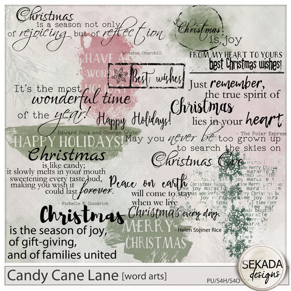 Candy Cane Lane Word Arts by Sekada Designs