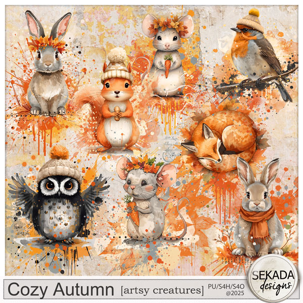 Cozy Autumn Artsy Creatures by Sekada Designs