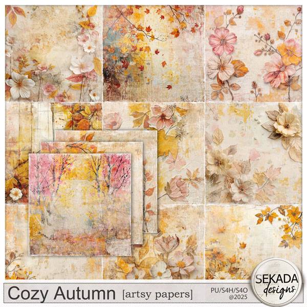 Cozy Autumn Artsy Papers by Sekada Designs