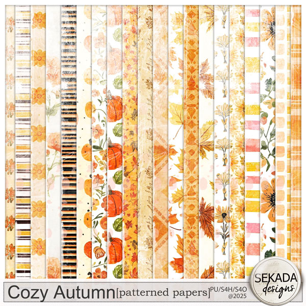 Cozy Autumn Patterned Papers by Sekada Designs