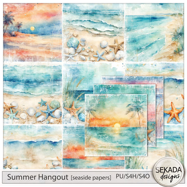 Summer Hangout seaside papers by Sekada Designs