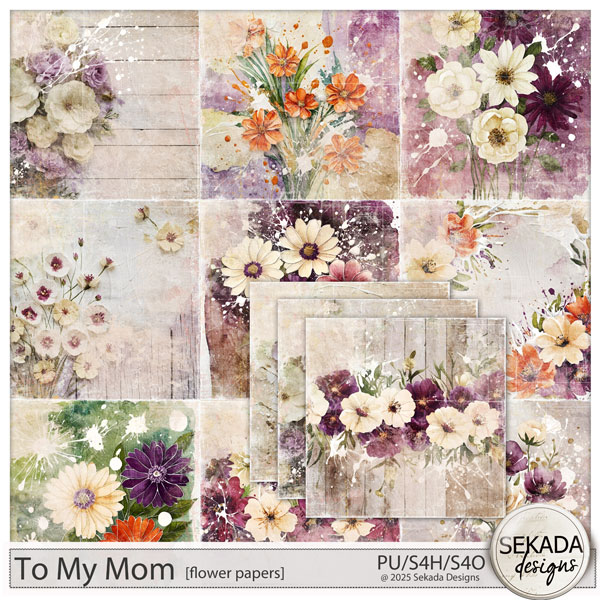 To My Mom Flower Papers by Sekada Designs