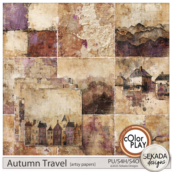 Autumn Travel Artsy Papers by Sekada Designs