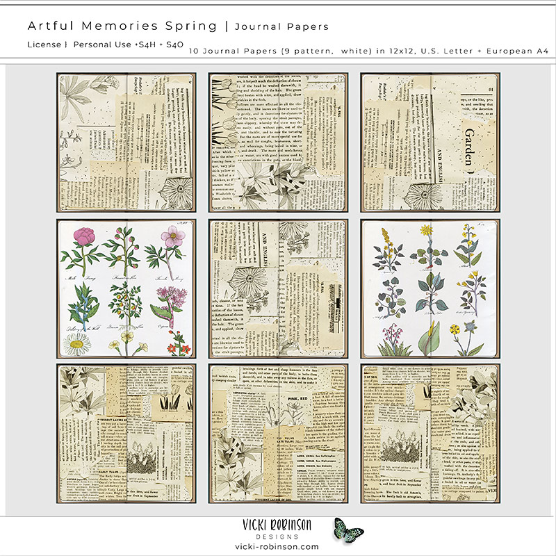 Artful Memories Spring Word Journal Papers