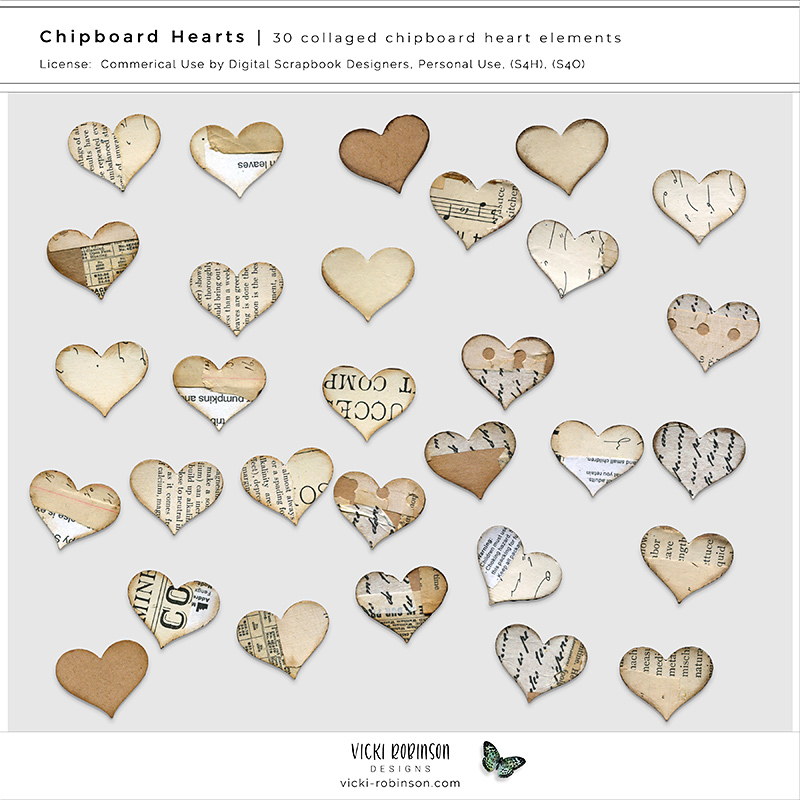 Chipboard Hearts